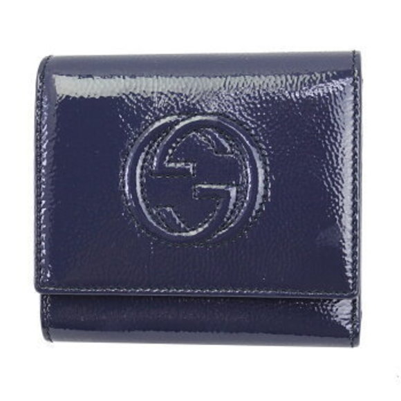 Gucci SOHO Tri Wallet Patent Navy Blue - Picture 1 of 3
